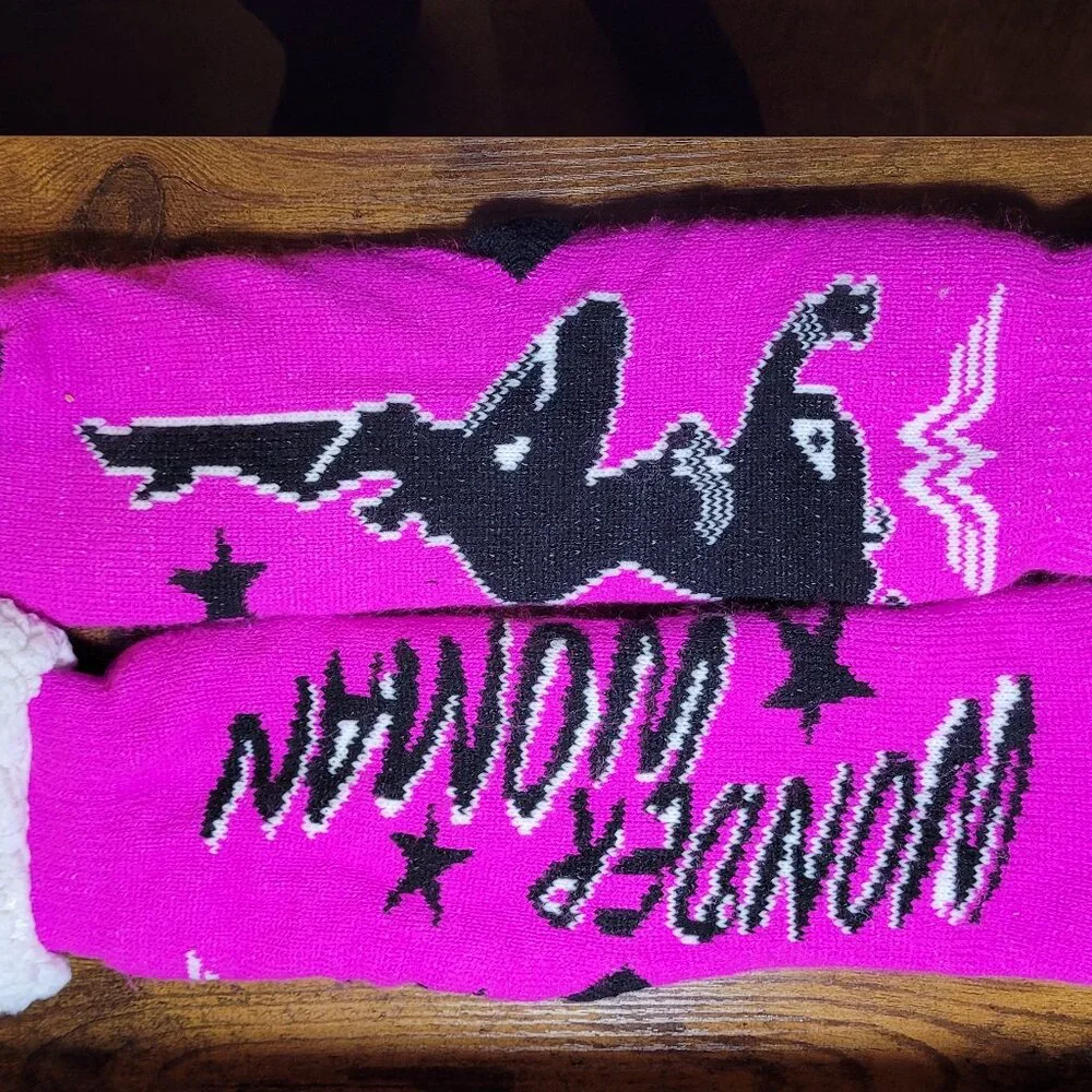 Wonder Woman Hot Pink Slipper Sock Booties OS Fits Most